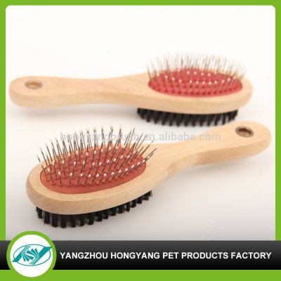 lenght 23.5cm with wooden handle double side dog brush